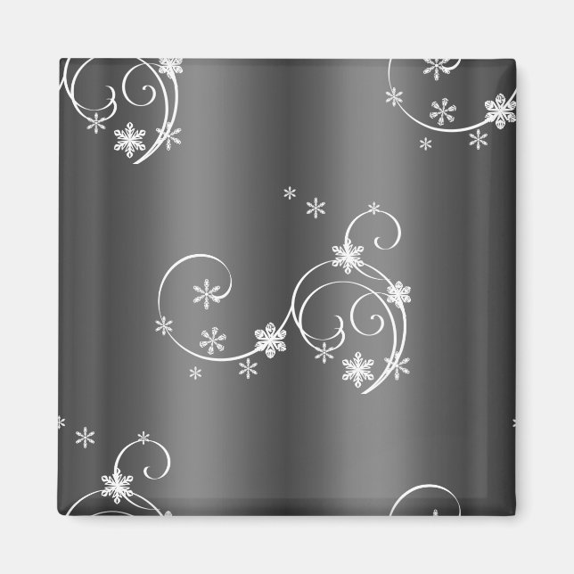 Metallic Grey Christmas Magnet (Front)