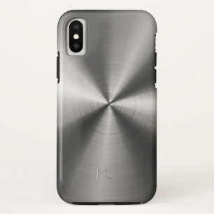 Metallic Grey Faux Stainless Steel Look iPhone X Case