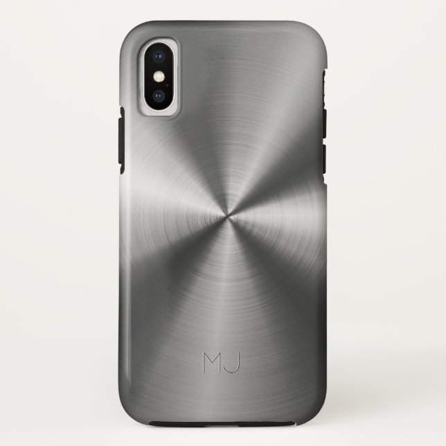 Metallic Grey Faux Stainless Steel Look Case-Mate iPhone Case (Back)