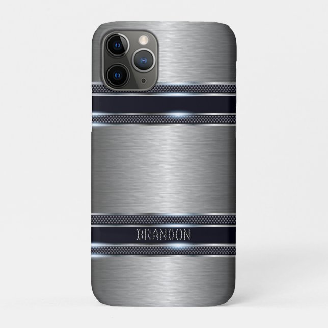 Metallic grey industrial geometric design Case-Mate iPhone case (Back)