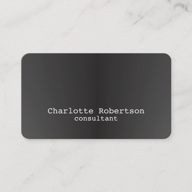 Metallic Grey Plain Creative Modern Consultant Business Card (Front)