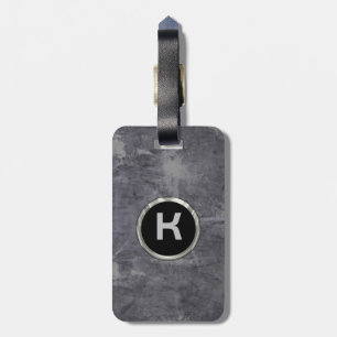 Metallic Grey Texture Brushed Aluminium Look Luggage Tag