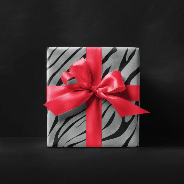 Metallic grey Zebra Pattern  Wrapping Paper (Creator Uploaded)