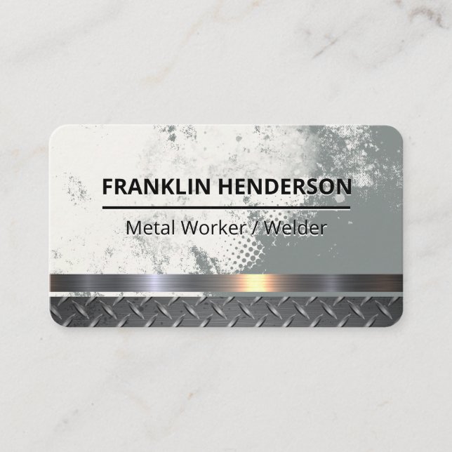 Metallic | Grunge Background | Construction Business Card (Front)