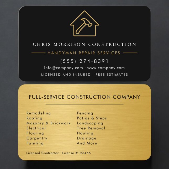 Metallic Handyman Construction Business Card (Creator Uploaded)