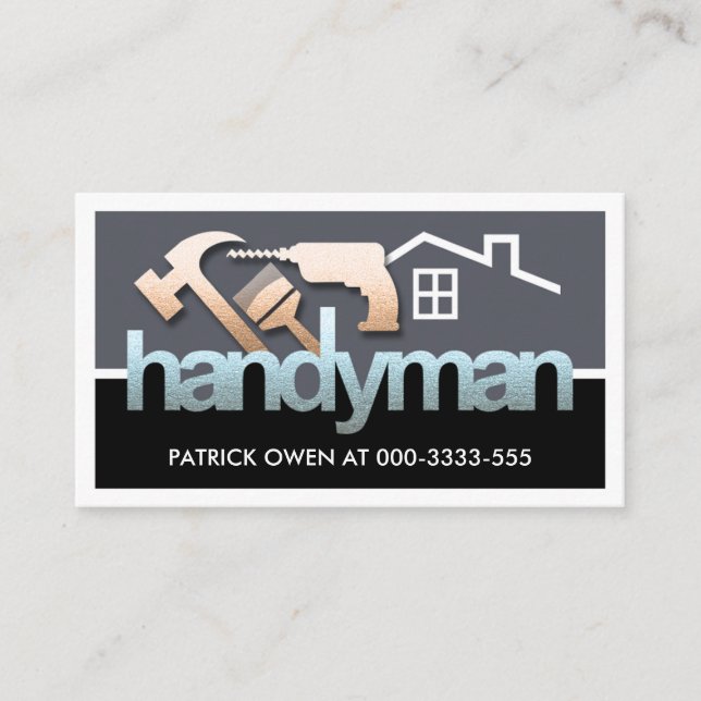 Metallic Handyman Tools Frame Business Card (Front)