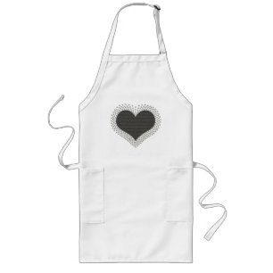 Metallic Heart Apron, Grey Long Apron