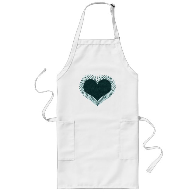 Metallic Heart Apron, Teal Long Apron (Front)