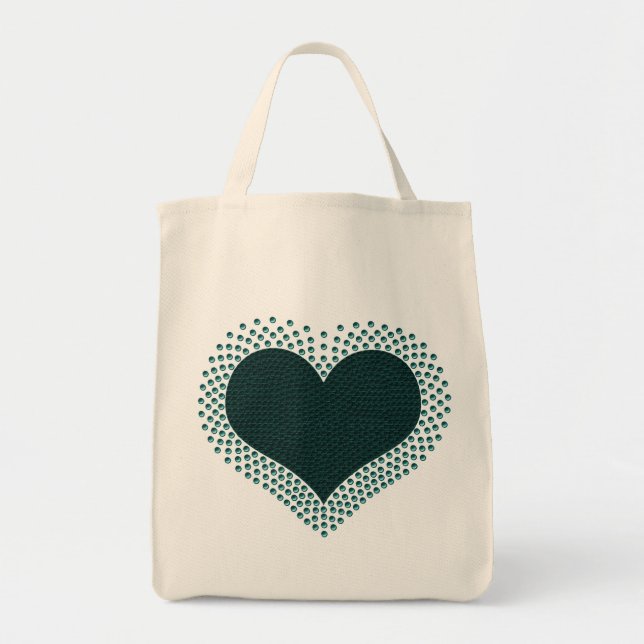 Metallic Heart Bag, Teal Tote Bag (Front)