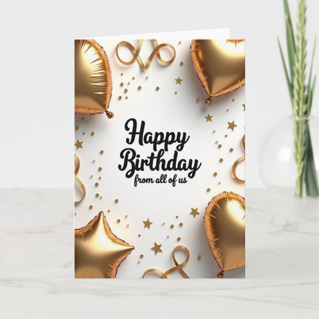Metallic Heart Birthday Card (Front)