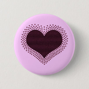 Metallic Heart Button, Purple 6 Cm Round Badge