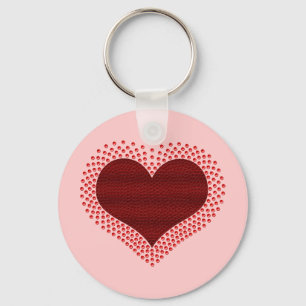 Metallic Heart Keychain, Red Key Ring