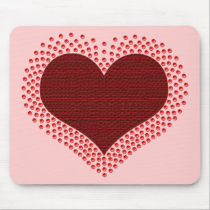 Metallic Heart Mousepad, Red Mouse Pad