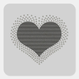 Metallic Heart Square Stickers, Grey Sticker