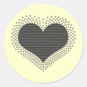 Metallic Heart Stickers, Grey Classic Round Sticker