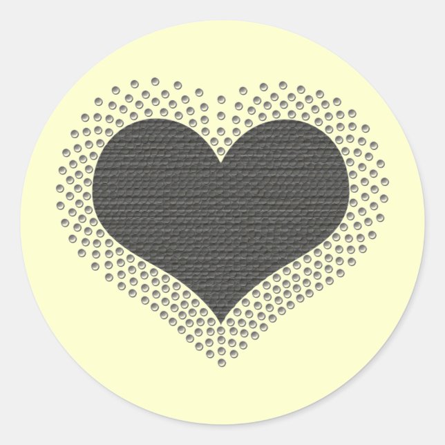 Metallic Heart Stickers, Grey Classic Round Sticker (Front)