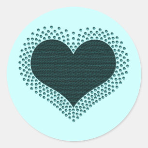 Metallic Heart Stickers, Teal Classic Round Sticker