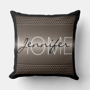 Metallic Holes Metal Look Monogram Cushion