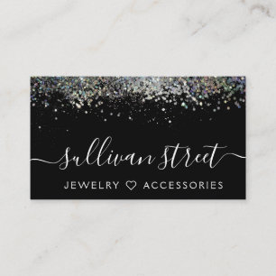 Metallic Holographic Glitter Jewellery Boutique   Business Card