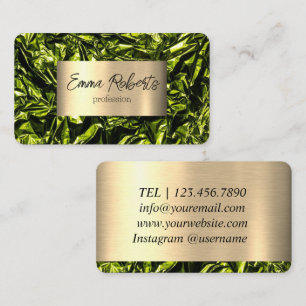 Metallic Holographic Green Gold Business Card