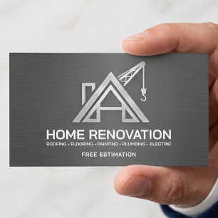 Metallic Home Renovation Structural Contractor Business Card