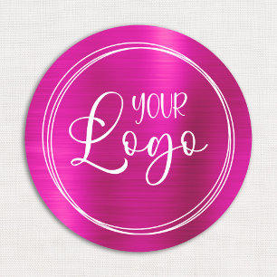 Metallic Hot Pink Circular Logo Name Tag