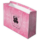Metallic Hot Pink Glitter Logo Paper Shopping Bag