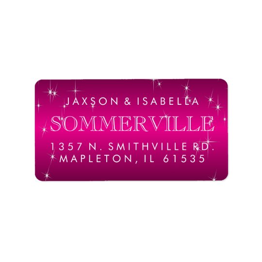 Metallic Hot Pink Star Light Design Address Label