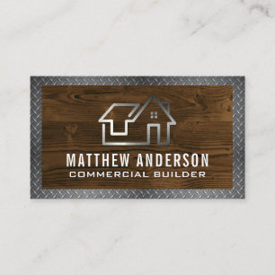 Metallic House Logo   Wood and Metal Business Card