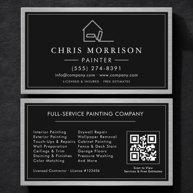 Metallic House Painter QR Code Painting  Business Card (Creator Uploaded)