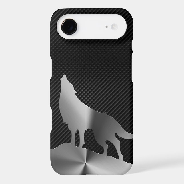 Metallic howling wolf with carbon fibre Case-Mate iPhone case (Back)