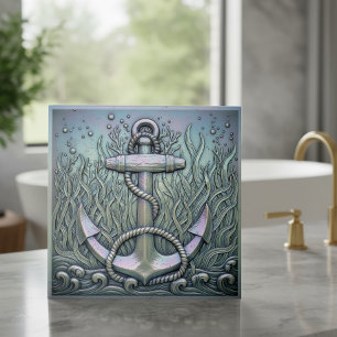 Metallic Iridescent Anchor D1223 Ceramic Tile