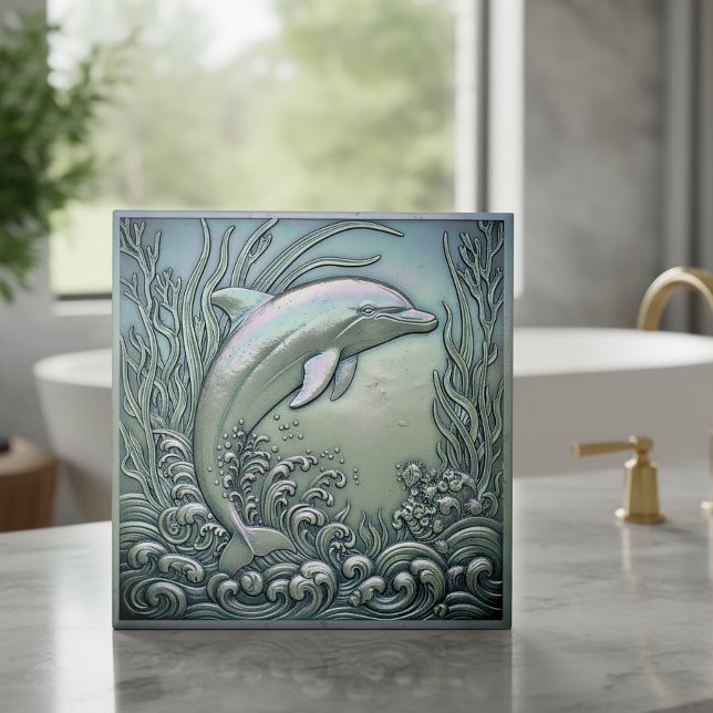 Metallic Iridescent Dolphin D1223 Ceramic Tile (Creator Uploaded)