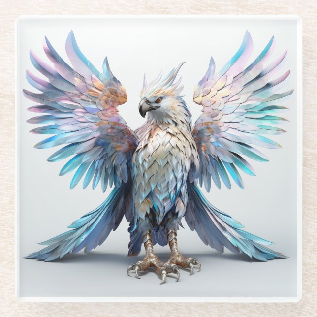 Metallic Iridescent Eagle  Glass Coaster (Front)
