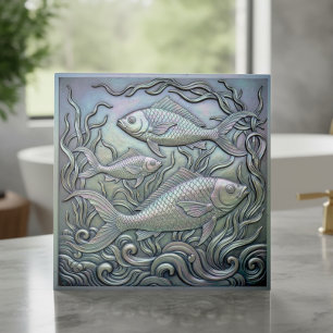 Metallic Iridescent Fish ID1223 Ceramic Tile