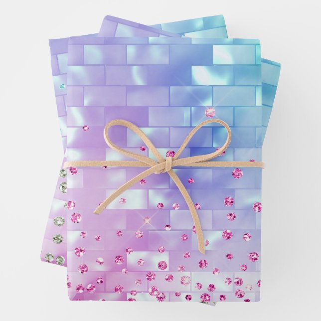 Metallic Iridescent mother of pearl shimmer girly Wrapping Paper Sheet (In situ)