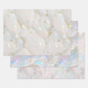 Metallic Iridescent Opal Gemstone Crystal Elegant Wrapping Paper Sheet