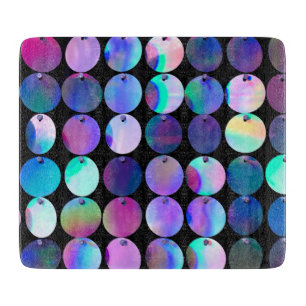 Metallic Iridescent Purple Blue Circles Cutting Board