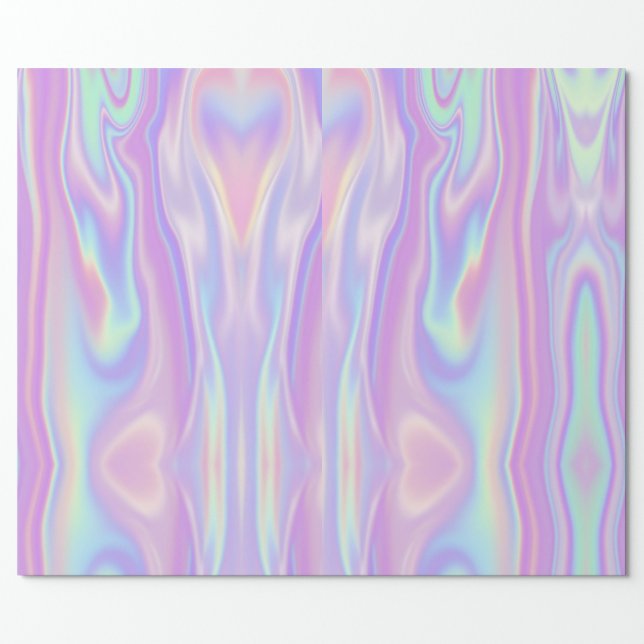 Metallic Iridescent Rainbow Pink Aqua Purple Girly Wrapping Paper