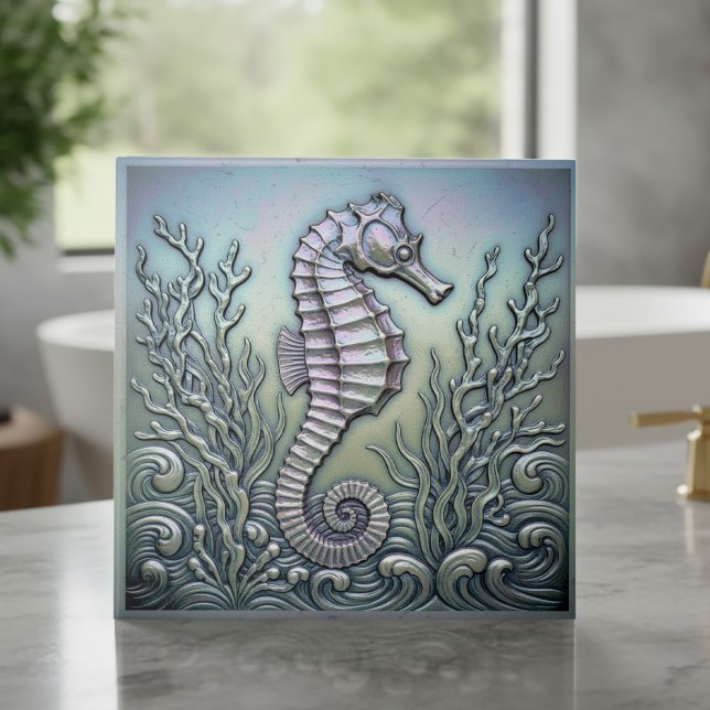 Metallic Iridescent Seahorse ID1223 Ceramic Tile (Creator Uploaded)