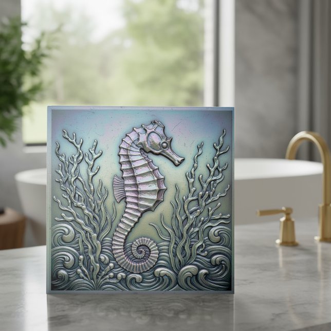 Metallic Iridescent Seahorse ID1223 Ceramic Tile (Creator Uploaded)