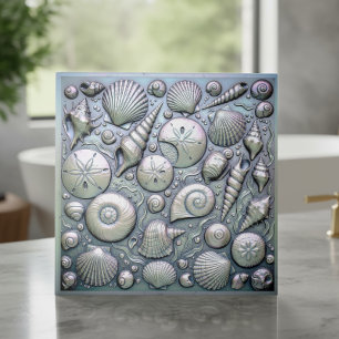 Metallic Iridescent Seashells ID1223 Ceramic Tile