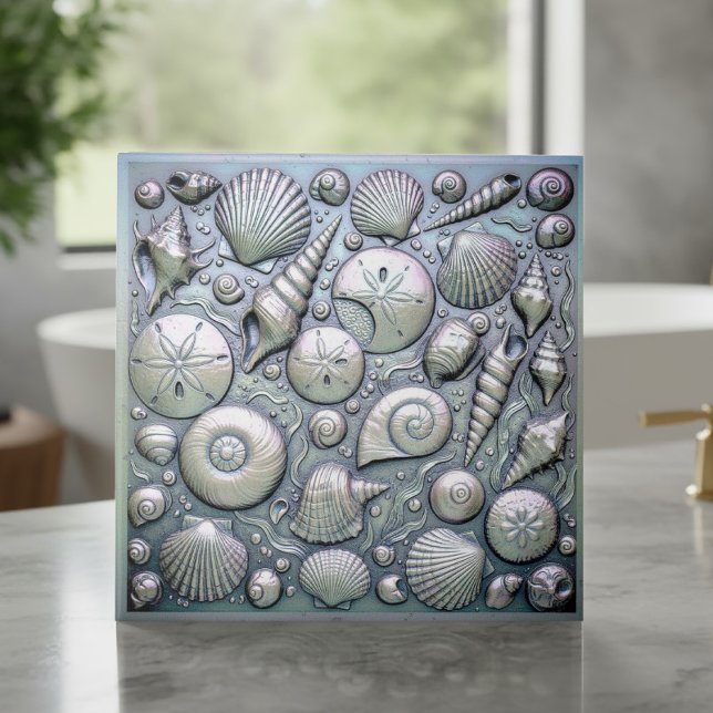 Metallic Iridescent Seashells ID1223 Ceramic Tile (Creator Uploaded)
