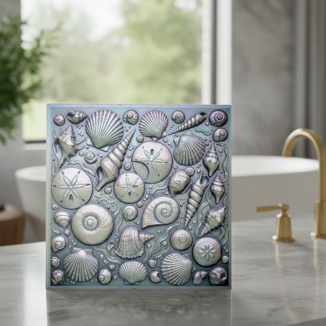 Metallic Iridescent Seashells ID1223 Ceramic Tile (Creator Uploaded)
