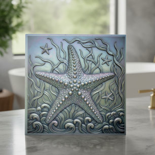 Metallic Iridescent Starfish ID1223 Ceramic Tile