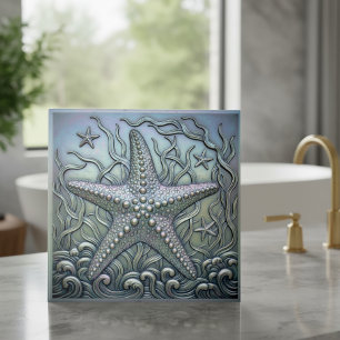 Metallic Iridescent Starfish ID1223 Ceramic Tile