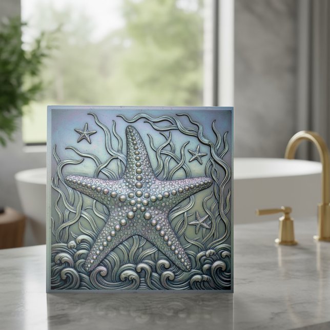 Metallic Iridescent Starfish ID1223 Ceramic Tile (Creator Uploaded)