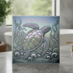 Metallic Iridescent Turtle ID1223 Ceramic Tile