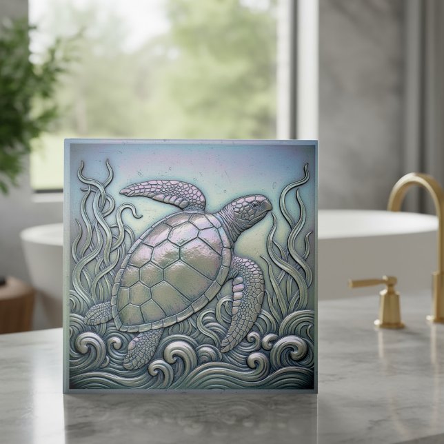 Metallic Iridescent Turtle ID1223 Ceramic Tile (Creator Uploaded)