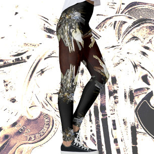 Metallic Keys Steampunk Chic Leggings